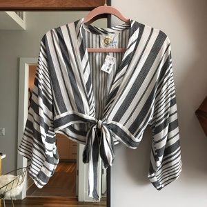 Blue Life striped tie front top